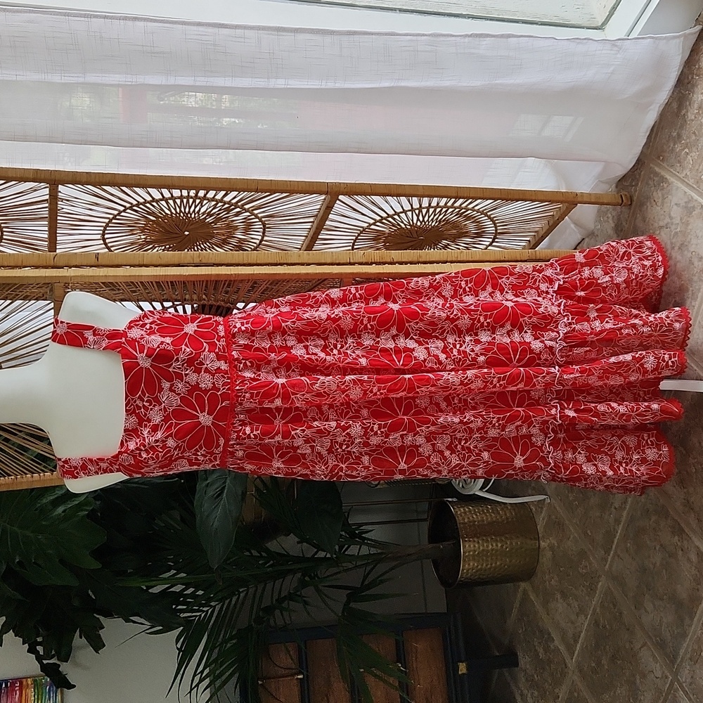 Sachin &.Babi floral embroidered sundress, maxi, size 10, red and white